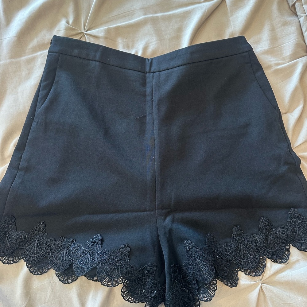 Forever 21 Black High-Waist Shorts with Lace Trim